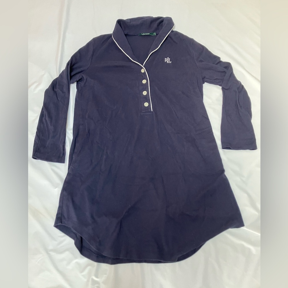 Ralph Lauren Navy Blue Pajama Dress with Pockets (M)